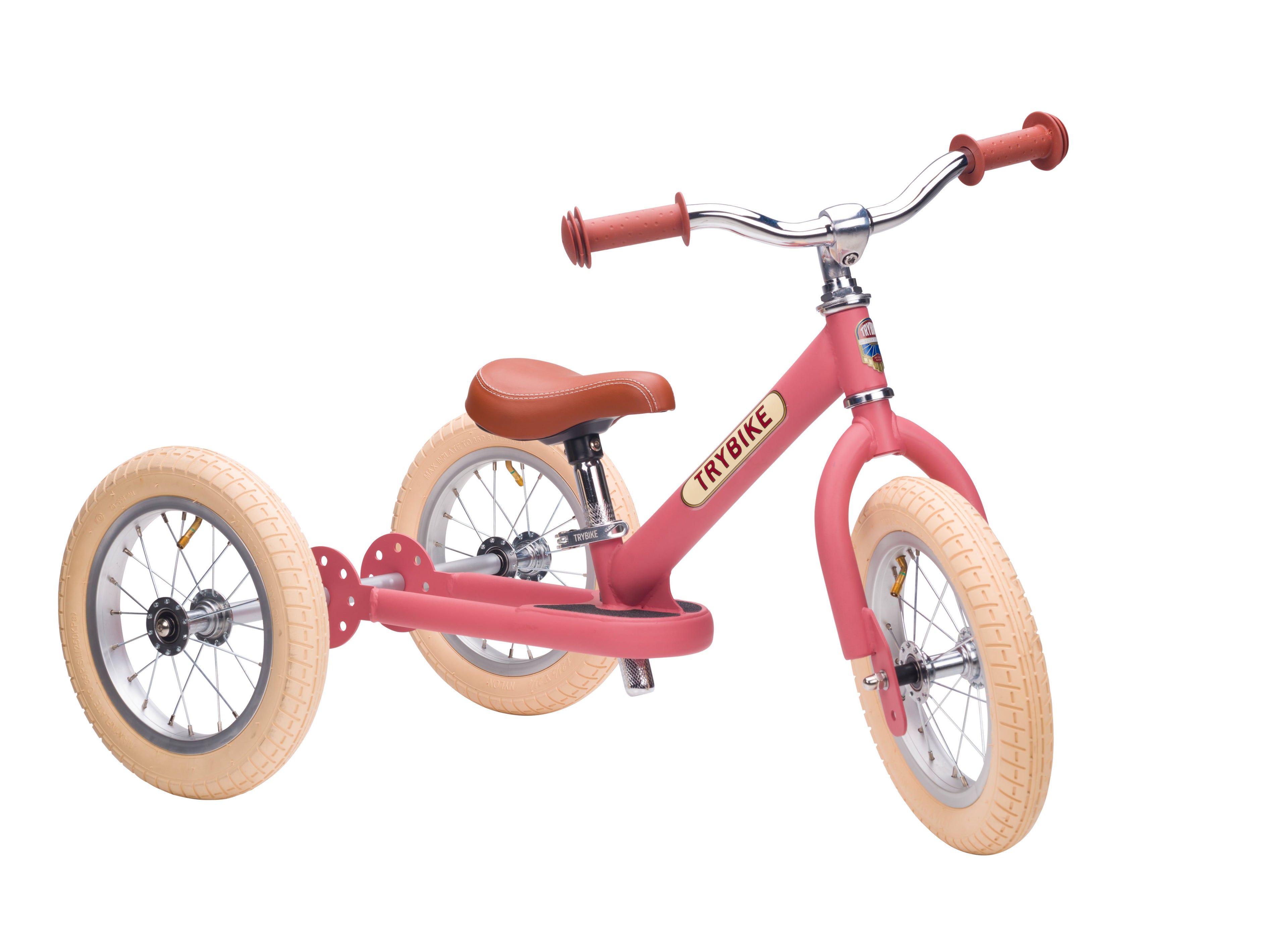 Trybike Steel 2-in-1 Balance Trike: Vintage Pink